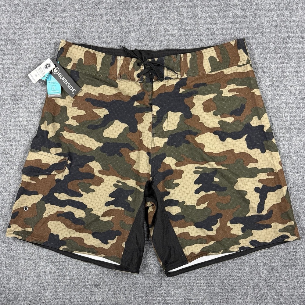 Burnside Boardshorts Mens 38 Camo Hybrid Swim Trunk Surf 9" UV Protection NEW